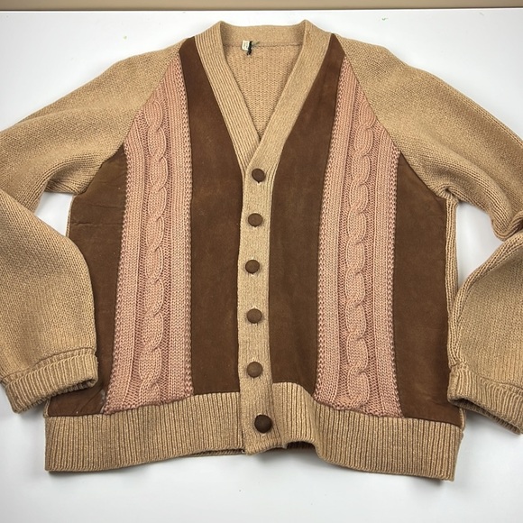Men's Wool Beige Grampa "Kramer" Style Cardigan - Picture 6 of 11